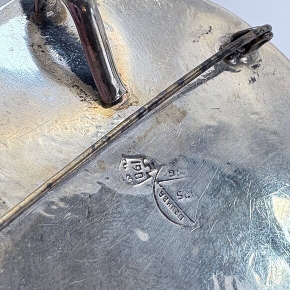 VTG Sterling Silver 925 Mayan Calendar Sun Textured Brooch Size 2" Diameter - Picture 7 of 10